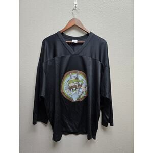 Hockey Jersey Shirt Black Cartoon Graphic Large Streetwear